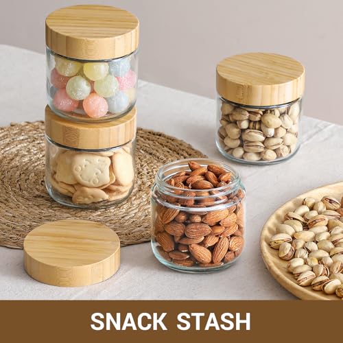 4 pack 8oz Glass jars with Airtight Lids (Natural-4-8oz)