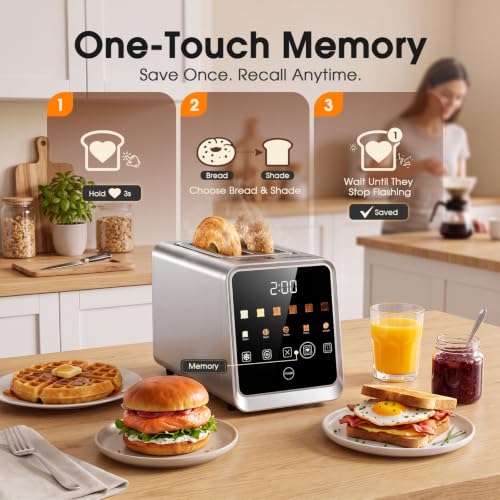 2 Slice Toaster Smart Touchscreen Wide Slot with Bagel Mode (Silver-Black / 2 Slots 2 Slice)