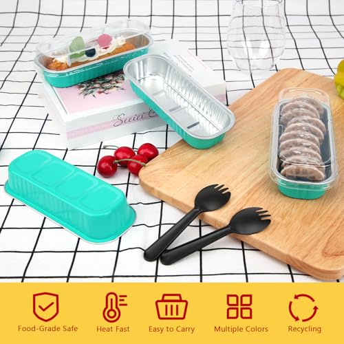 Mini Cake Loaf Pans with Lids 100 Pack (6.8 Fl Oz)