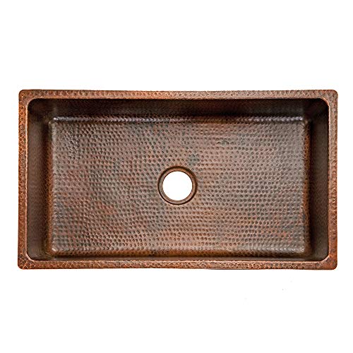 KSDB33199 33 Inch Hammered Copper Kitchen Single Basin Sink (33" x 19" x 9")