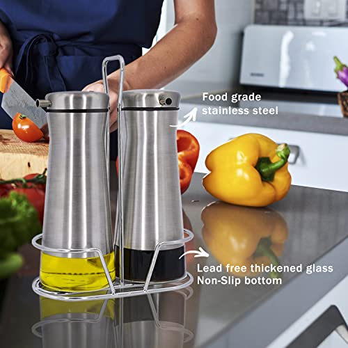 Oil And Vinegar Dispenser Set with Caddy (Clear)