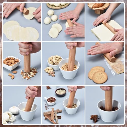 30 Pieces Small Rolling Pin Wood Mini Dumpling Dough Roller (30 Count)