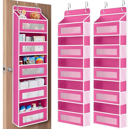 Over the Door Organizer for Bathroom (Rose Pink / 2 Pack (Standard))