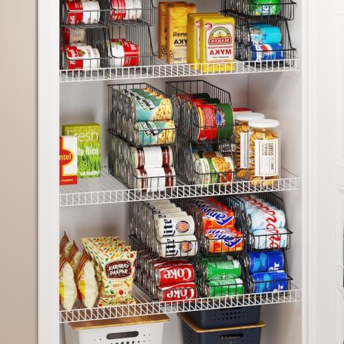 6 Pack Can Storage Organizer for Pantry (6 Pack - 6-Tier / Black)