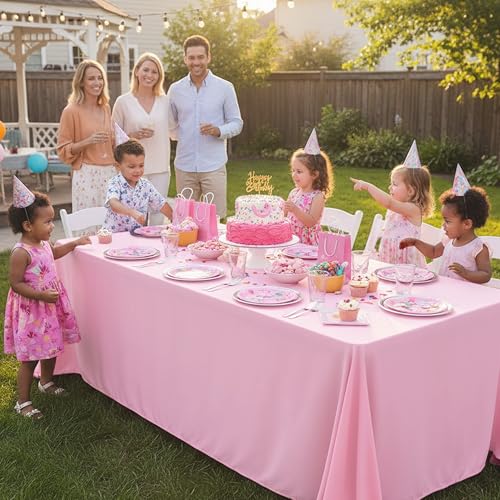 10 Pack Pink Tablecloths for Rectangle Tables (Pink / 70x108 In, 10 Pack)