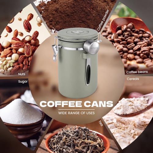 22 OZ Coffee Canister Airtight Stainless Steel (Green / 22 oz)