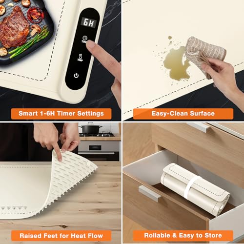 Extra Long Warming Mat for Food (XXX Large Size: 43"x15" / Beige)
