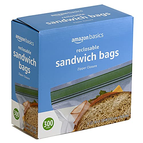 Resealable Double Zipper Sandwich Storage Bags for Food Storage (300 Count)