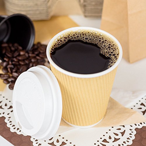 12 oz Ripple Insulated Coffee Cup [500 Count] Disposable Paper Hot Cup (12 OZ / Brown)