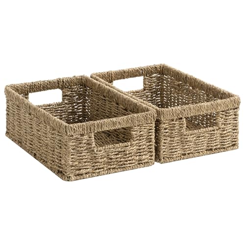 Wicker Baskets for Organizing (Natural (Seagrass) / 2x 13"L x 8¼"W x 4¾"H)