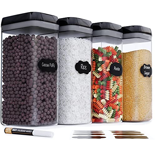 Airtight Food Storage Boxes with Labels (4 Count)