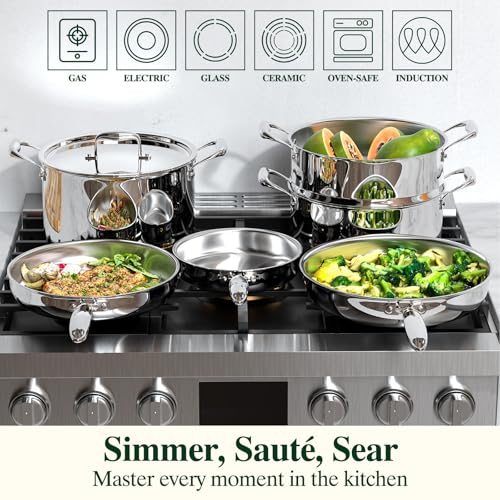 17Pcs 5 Ply Clad Stainless Steel Cookware Set with Lids (17Pcs 5 Ply Clad cookware set)