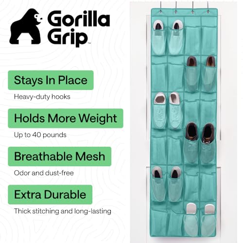 Over the Door Shoe Organizer (Turquoise / 24 Pockets/4 Hooks)