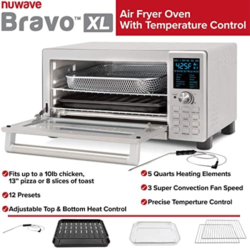 Bravo Convection Toaster Ovens Air Fryer Combo with 30QT Large Capacity For A Whole Chicken and 13" Pizza. Multi (Stainless Steel)