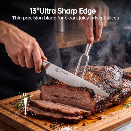 Japanese Carving Knife and Fork Set with Ergonomic Rosewood Handle (2pcs carving set)