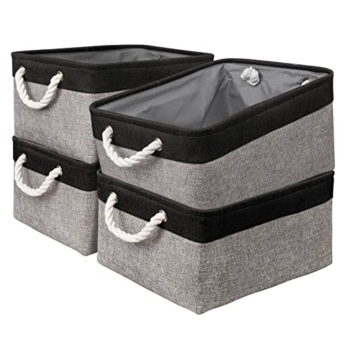 Storage Cubes with Handles (Black&Gray / Large (Pack of 4))