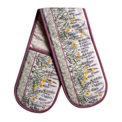 Double Oven Mitts 100% Cotton Double Oven Glove (016 - Fanny Lavender / 7" x 35" (Double Oven Mitt))