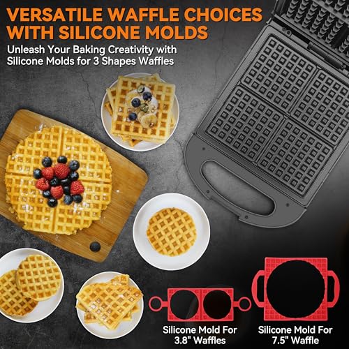 Multi Shapes Waffle Iron (Belgian Waffle Maker (Graphite))