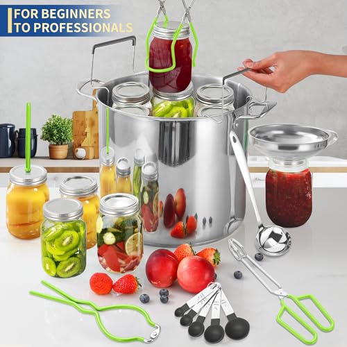 Canning Supplies Starter Kit with Canning Rack (11-Pcs Rack Set / Neon Green)