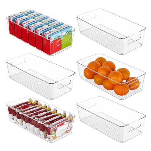 6pcs Clear Storage Bins with Handles (Without Lid)