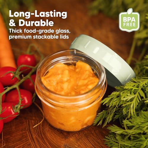 6pk 4oz Glass Baby Food Containers with Lids (6-pk 4 Ounce / Sage)