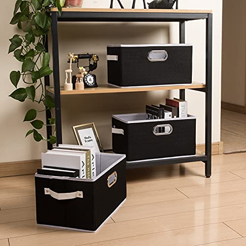 Fodable Storage Bins for Closet [3 (Black / Medium(3-Pack))