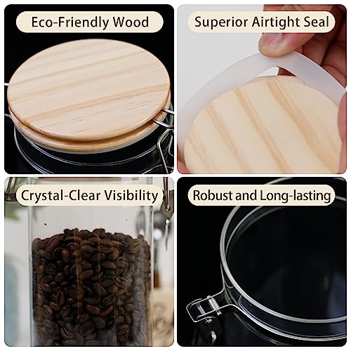 Glass Coffee Canister Coffee Containers for Ground Coffee Coffee Bean Storage Airtight Seal with Locking Clamp