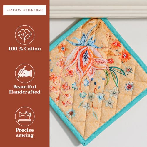 Pot Holders 100% Cotton Potholders (041 - Luxury Loft - Peach / 8" x 8" (Pot Holder Pack of 2))