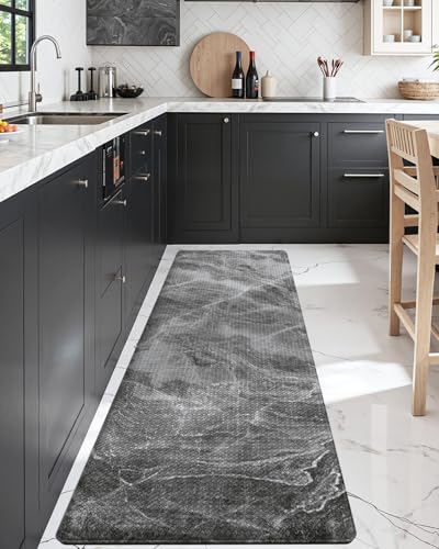Kitchen Floor Mats Cushioned Anti Fatigue (Grey Marble / 107"L x 23"W x 0.4"Th)