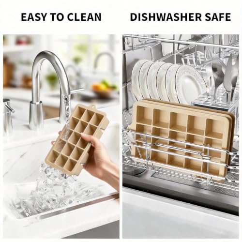 Silicone Ice Cube Tray 2 Pack (Ice Cube Tray 2 Pack / Kahki+Kahki)