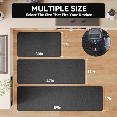 Kitchen Mat Kitchen Rugs Sets of 2 PCS Non Slip Black 17"x30"+17"x59"