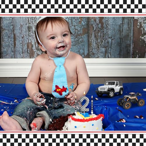 13 Pcs Racing Cars Themed Birthday Candles Black and White Race Number 2 Checkered Candle Cake Topper for Racing Car Party Decoration Supplies (13 Count)