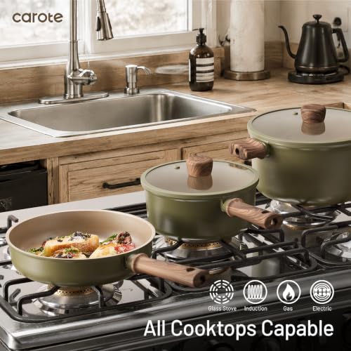 21pcs Ceramic Cookware Set (Green / 21 pieces)
