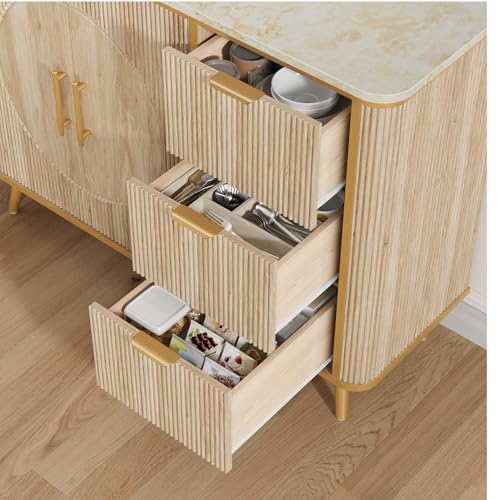 47.3" Modern Buffet Cabinet with Storage (Natural Oak-3draws)