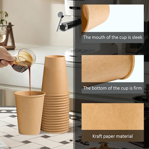 1000 Pack 12 oz Paper Cups Brown Kraft Disposable Hot Coffee Cups (Brown / 12OZ-1000PACK)