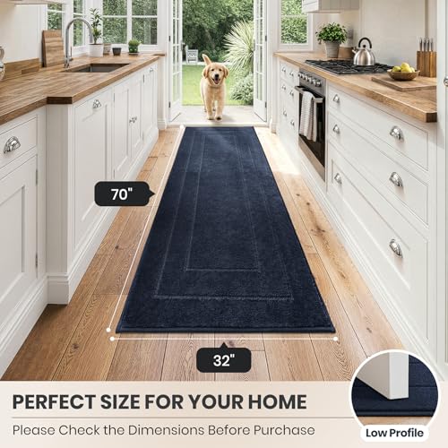 Hallway Runner Rug (Navy Blue / 32" X 70" (Runner))