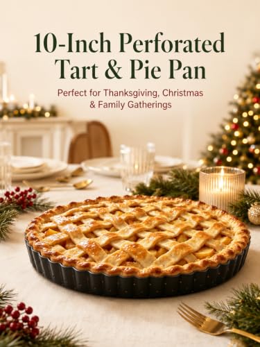 10 Inch Perforated Quiche Pan for Crispy Crust. Removable Bottom (10.2*1.2IN)