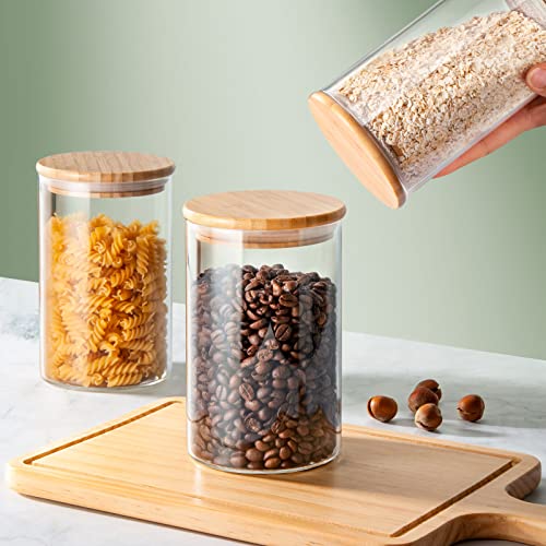 32 Oz Thick Walled Glass Jars with Bamboo Lid Airtight (32 floz (4-Pack))