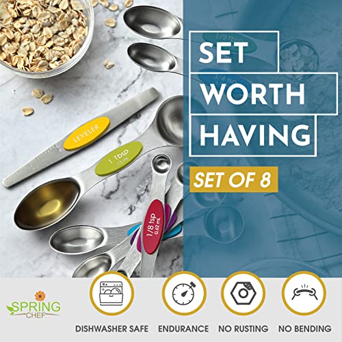 Magnetic Measuring Spoons Set of 8 for Kitchen (Multicolor / 1-Pack)