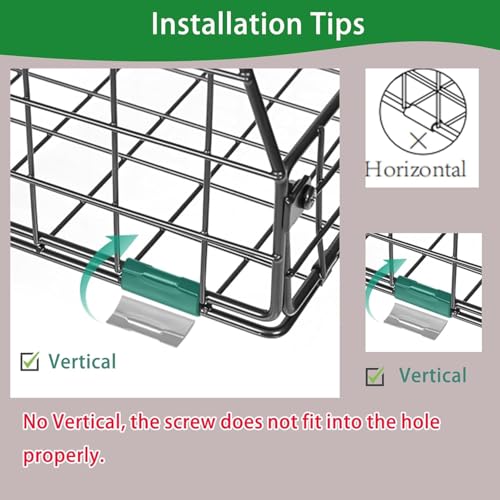 4 Pack Stackable Wire Baskets with Fixed Wooden Top (4 Pack with Wooden Top—Narrow 11.8"W x 15.4" D)