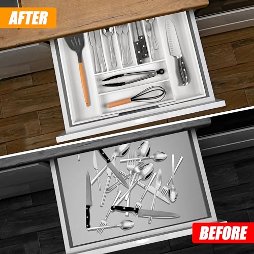 Large Premium Bamboo Silverware Organizer