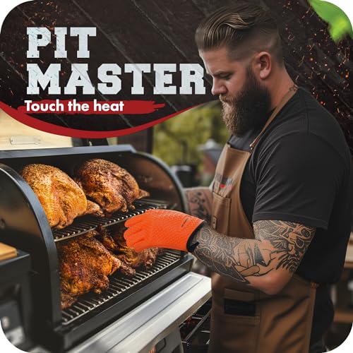 XL Silicone Smoker BBQ Gloves (Inferno Orange / X-Large)