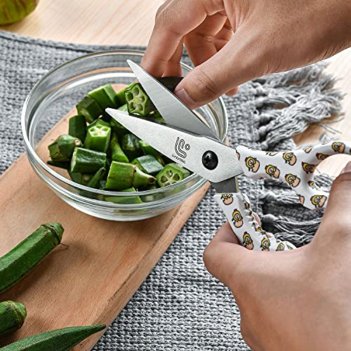 Kitchen Scissors Heavy Duty Kitchen Shears with Magnetic Holder Made with Japanese Steel 4034 (White/Chick)
