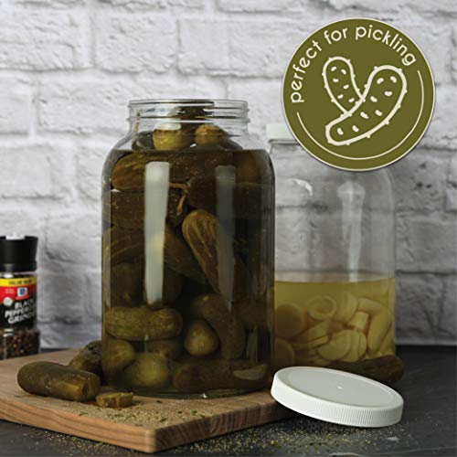 1 Gallon Glass Jar Wide Mouth with Airtight Foam Lined Plastic Lid (Clear / Pack of 4)