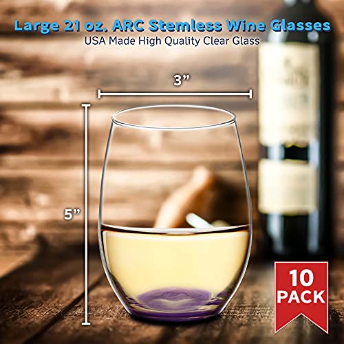 10 ARC Stemless Wine Glasses Set (10 Count)