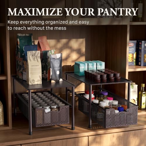 Stackable Under Sink Sliding Basket Drawer (Bronze)
