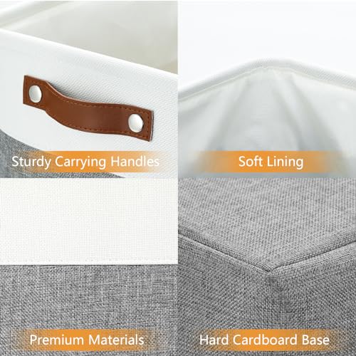 Storage Baskets 17 inch Large Basket for Blanket Living Room (White&Grey / XXL-17"x12"x15")