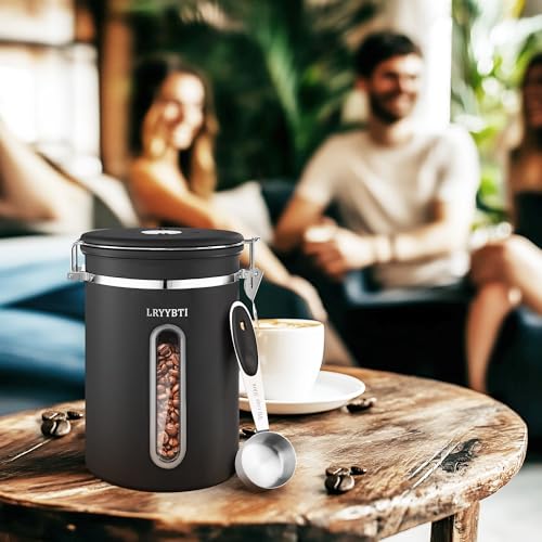 Airtight Coffee Canister 38oz Stainless Steel (Black / 38 oz)