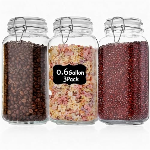 78oz Glass Food Storage Jars with Airtight Clamp Lids