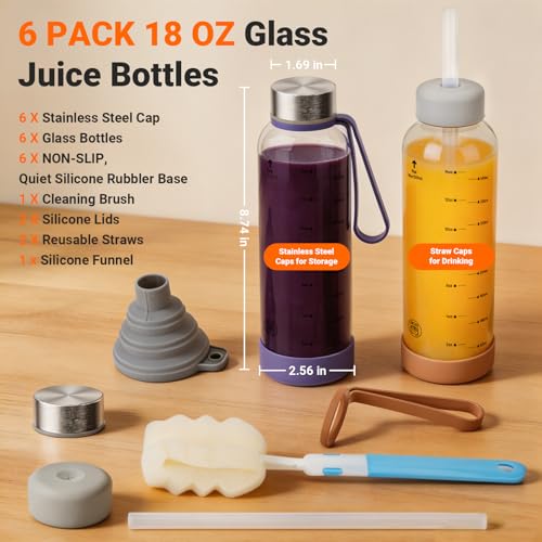 18 oz Glass Water Bottles (Clear-06-6p/18oz / 18oz)